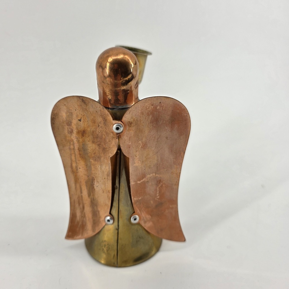 Vintage Brass & Copper Angel Candle Holder Figurine Christmas Ornament Festive - Picture 2 of 6